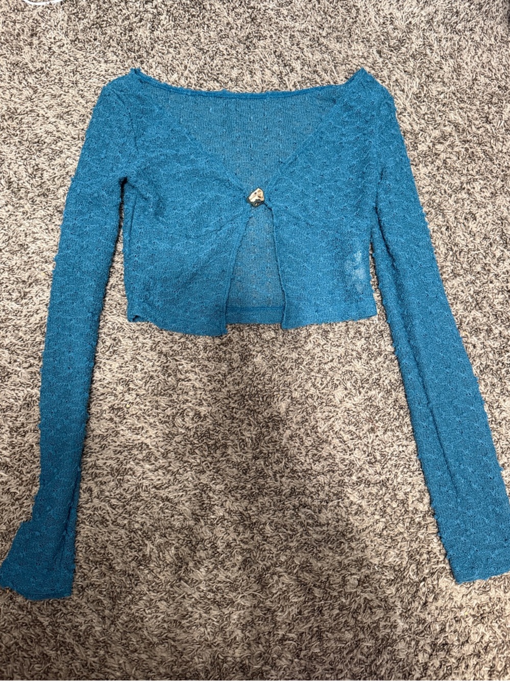 Missguided + Teal Cropped Knit Top